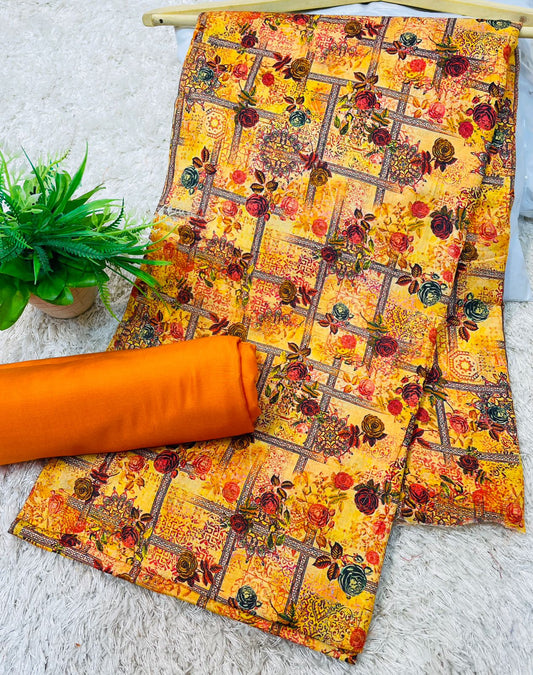 Digital Linen UnStitched 2PC Suit Plain Trouser