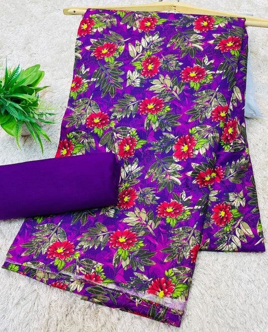 Digital Linen UnStitched 2PC Suit Plain Trouser