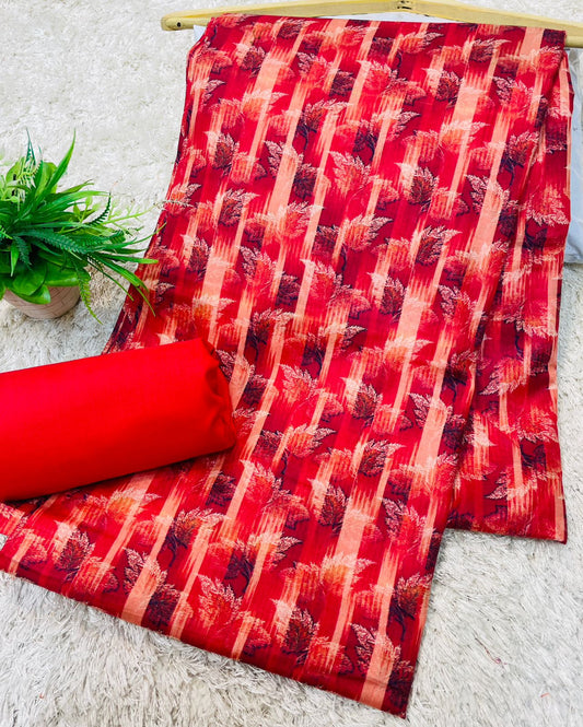 Digital Linen UnStitched 2PC Suit Plain Trouser