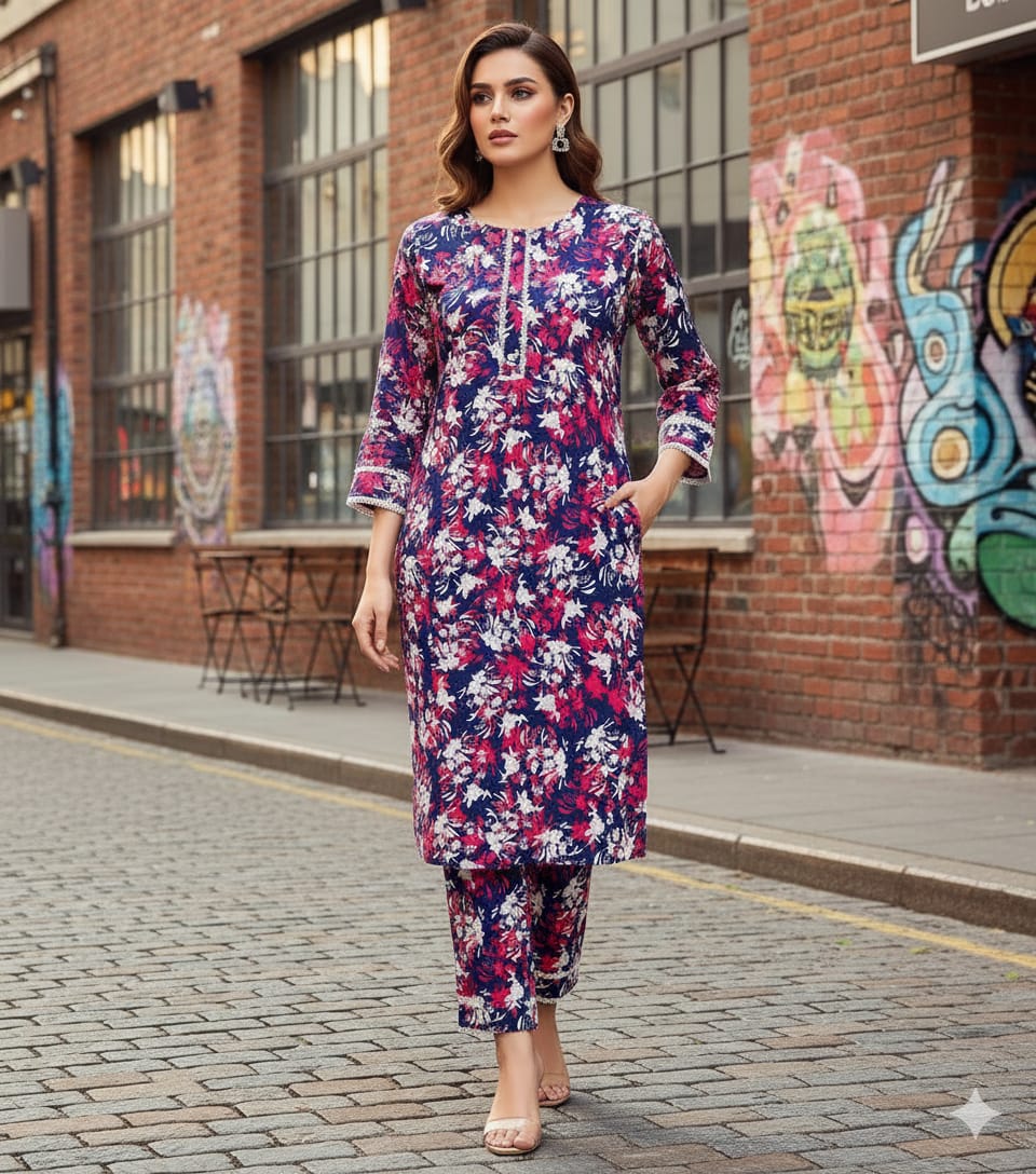 Digital Cotton Stitched 2pc Suit S M L XL