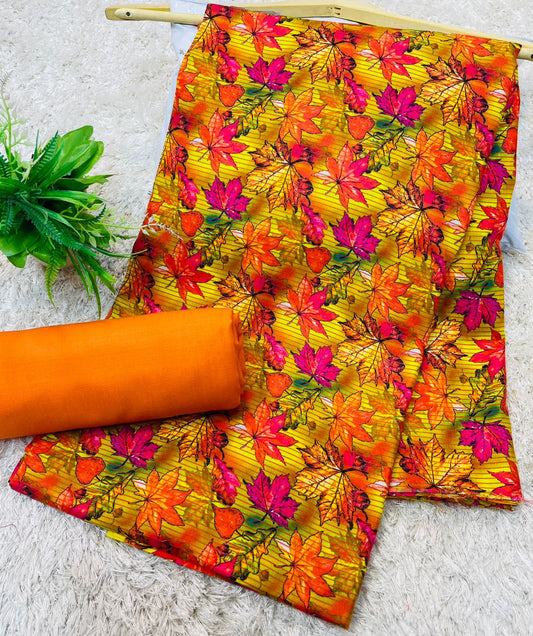 Digital Linen UnStitched 2PC Suit Plain Trouser