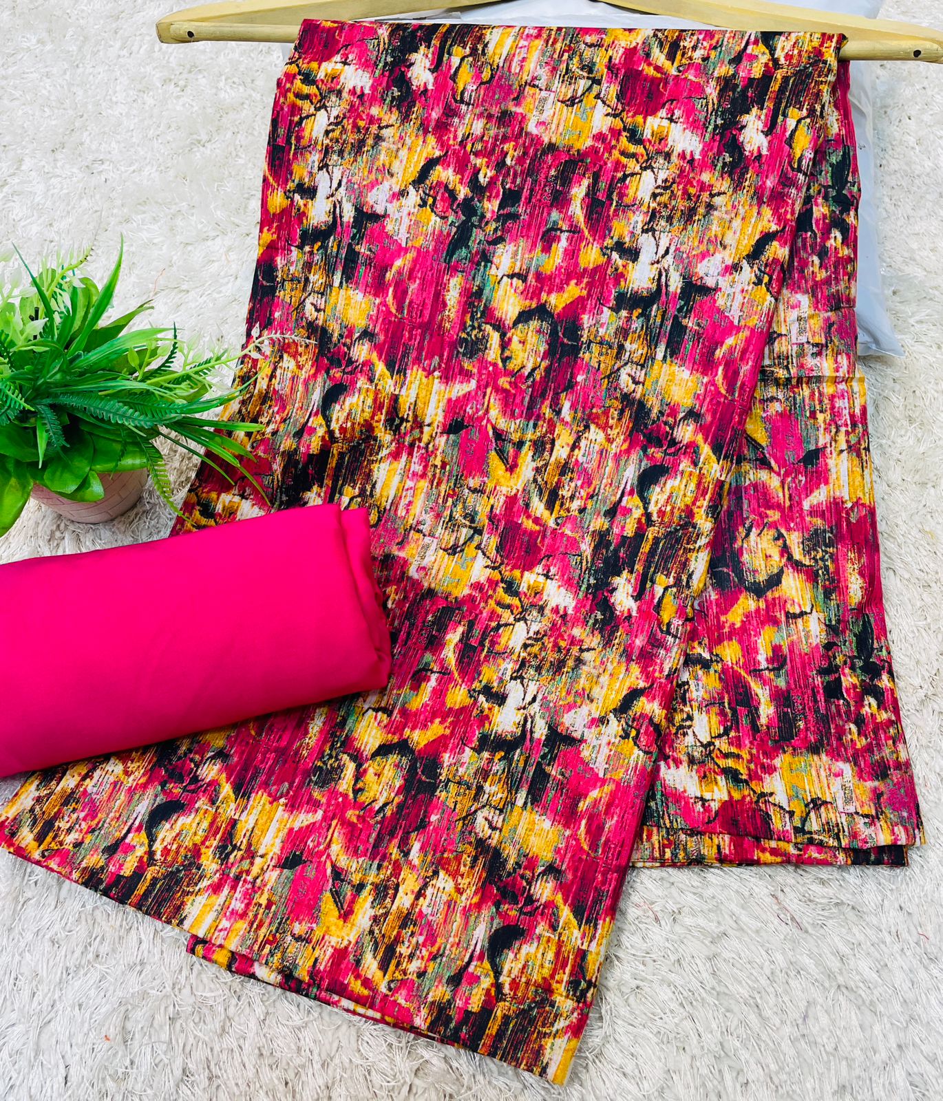 Digital Linen UnStitched 2PC Suit Plain Trouser