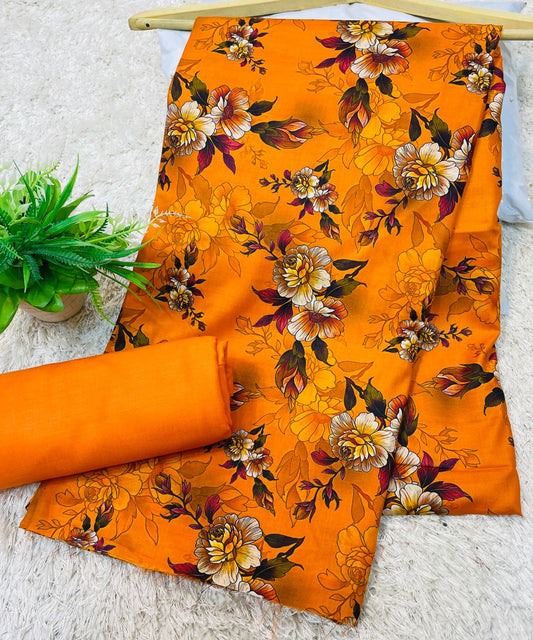 Digital Linen UnStitched 2PC Suit Plain Trouser