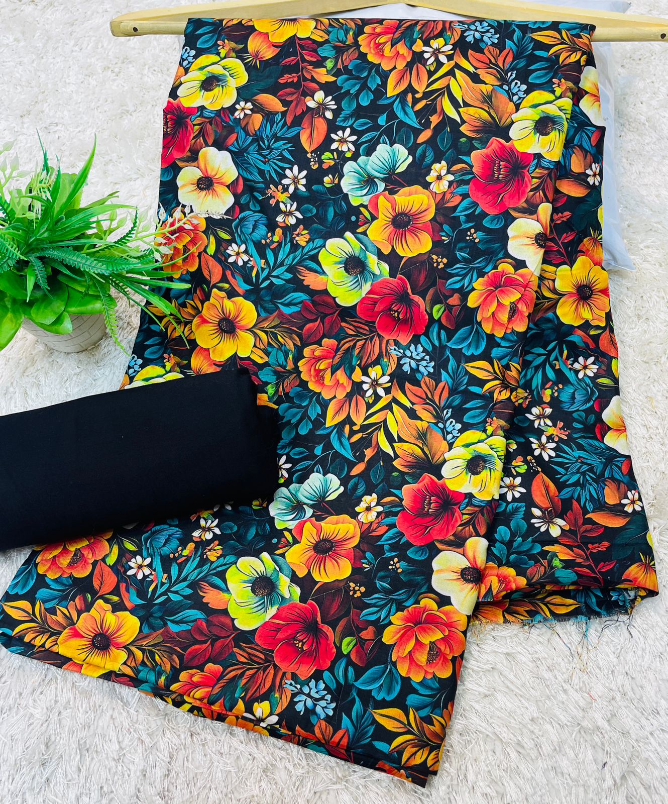 Digital Linen UnStitched 2PC Suit Plain Trouser