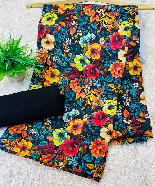 Digital Linen UnStitched 2PC Suit Plain Trouser