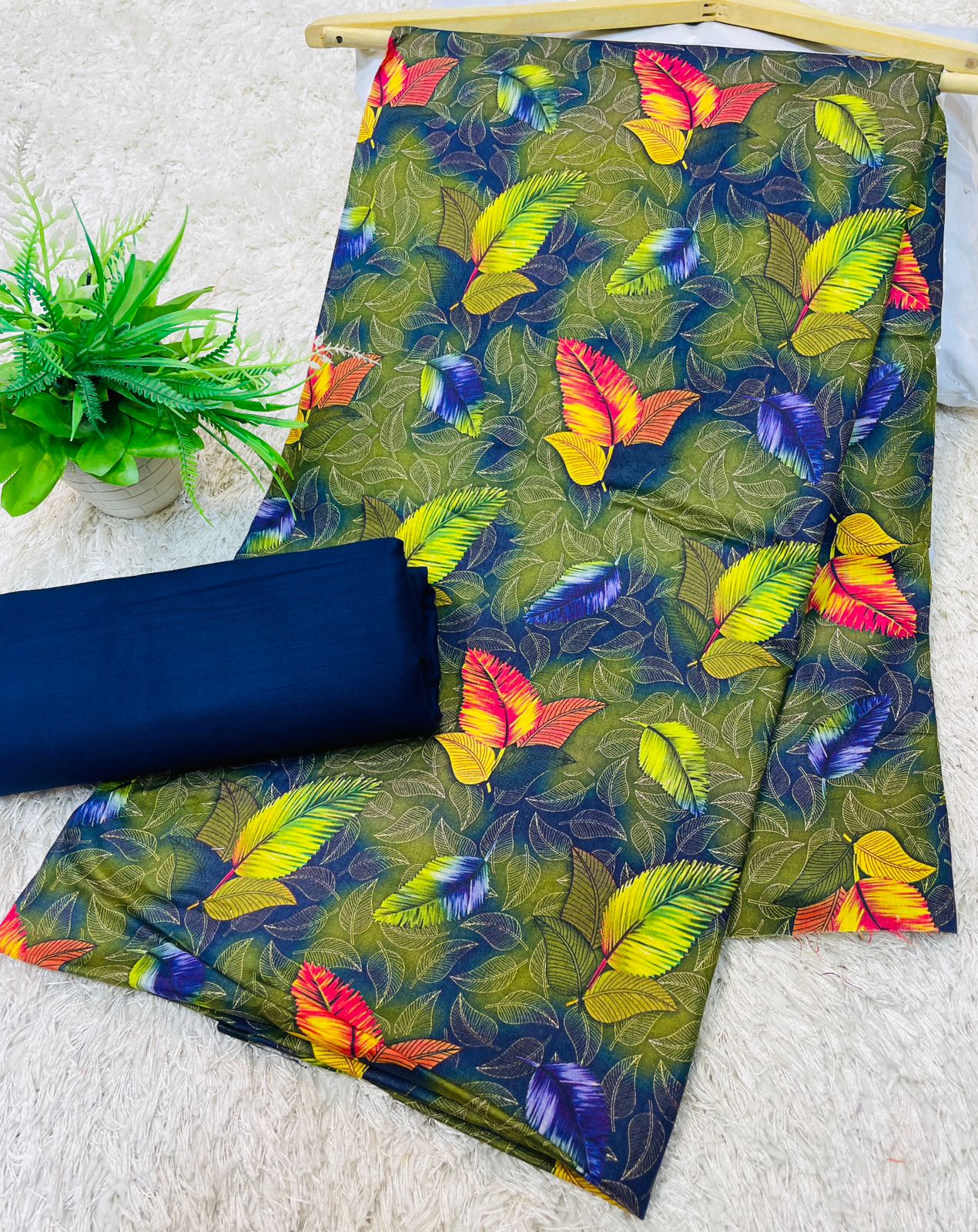 Digital Linen UnStitched 2PC Suit Plain Trouser