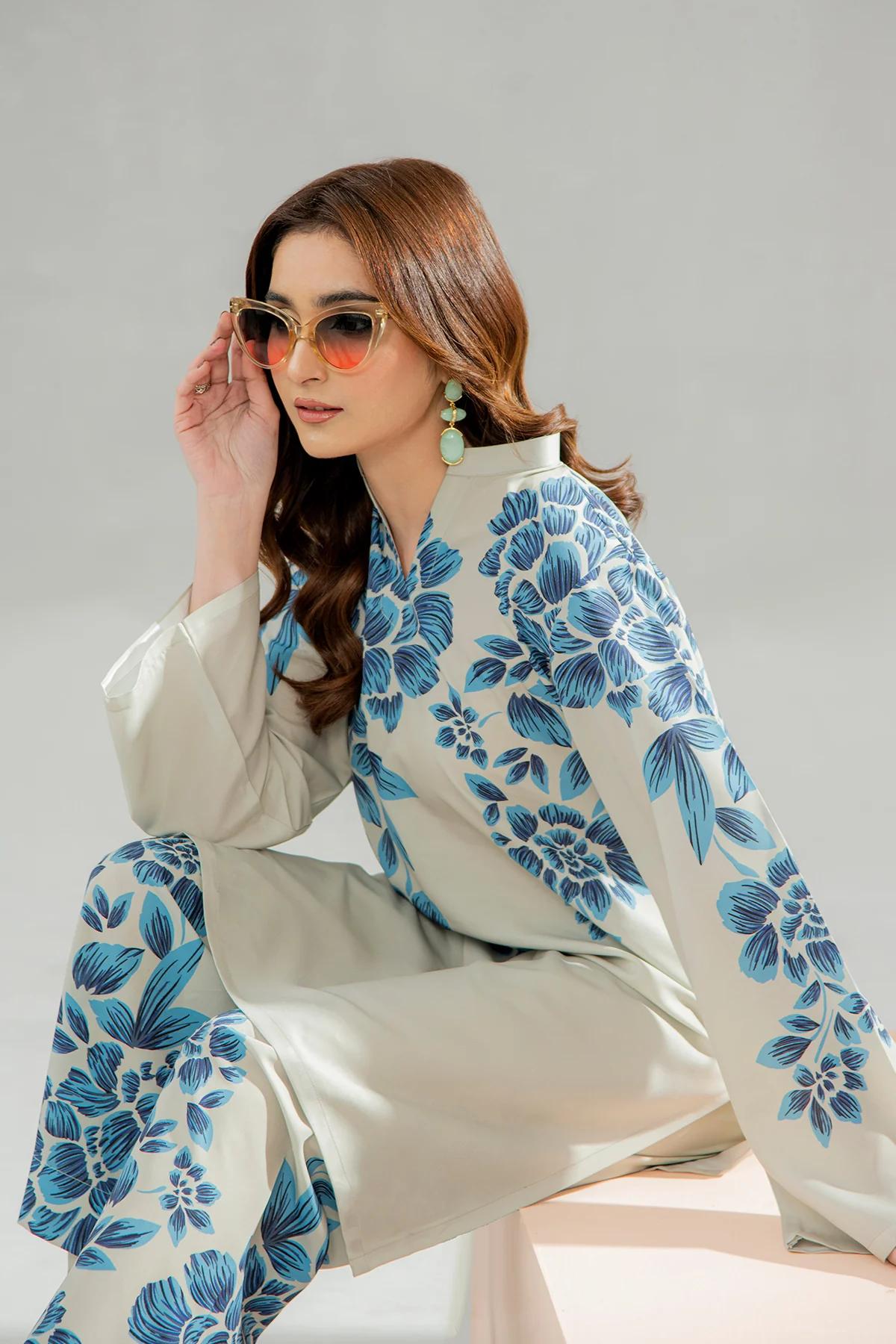 White Ocean DIGITAL PRINTED 2PC Silky Lawn Just 2599