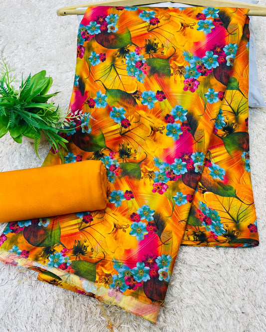 Digital Linen UnStitched 2PC Suit Plain Trouser