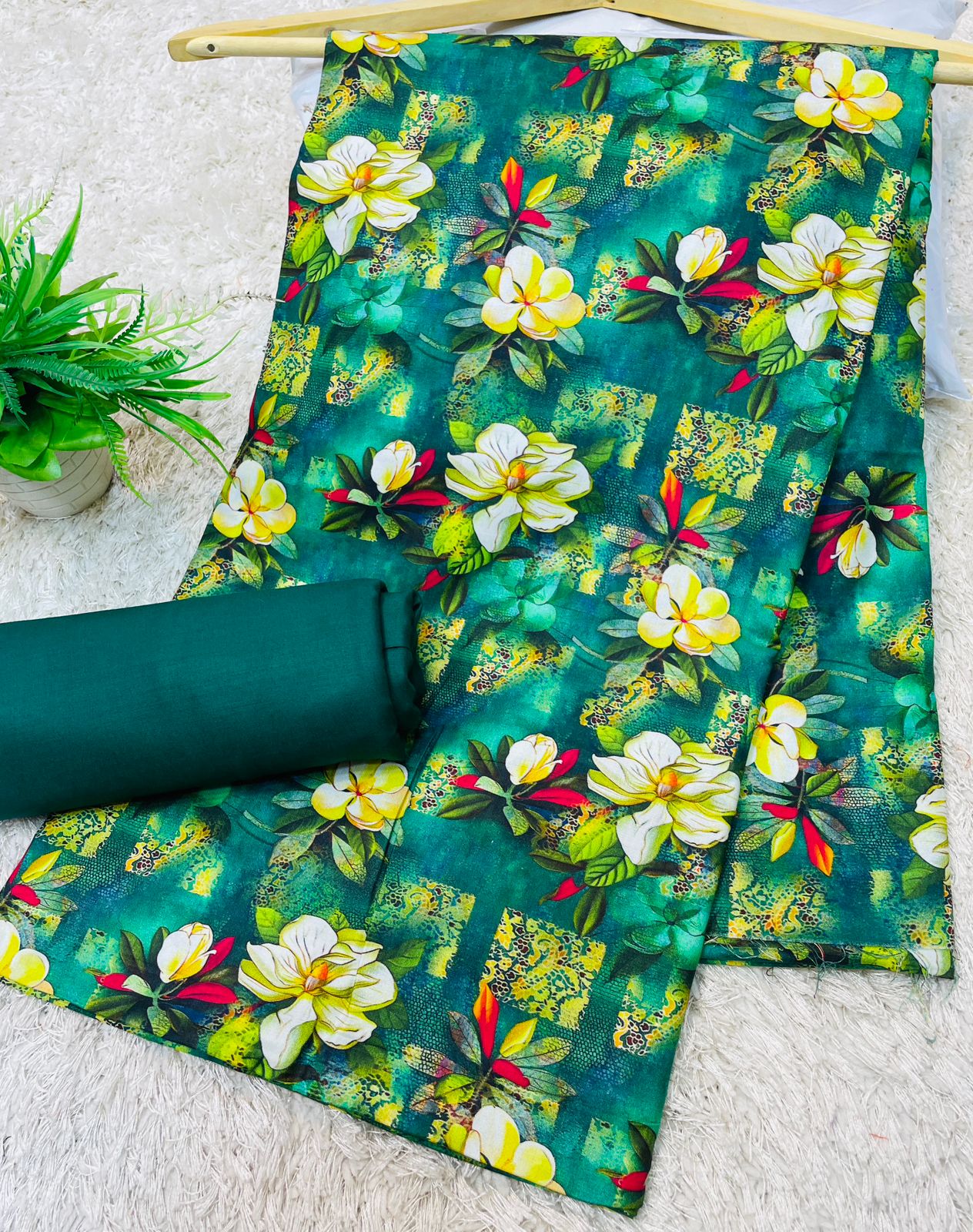 Digital Linen UnStitched 2PC Suit Plain Trouser