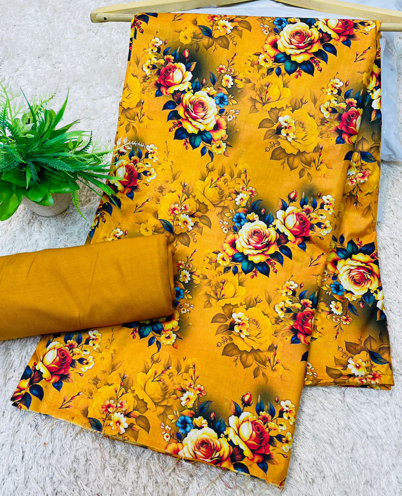 Digital Linen UnStitched 2PC Suit Plain Trouser