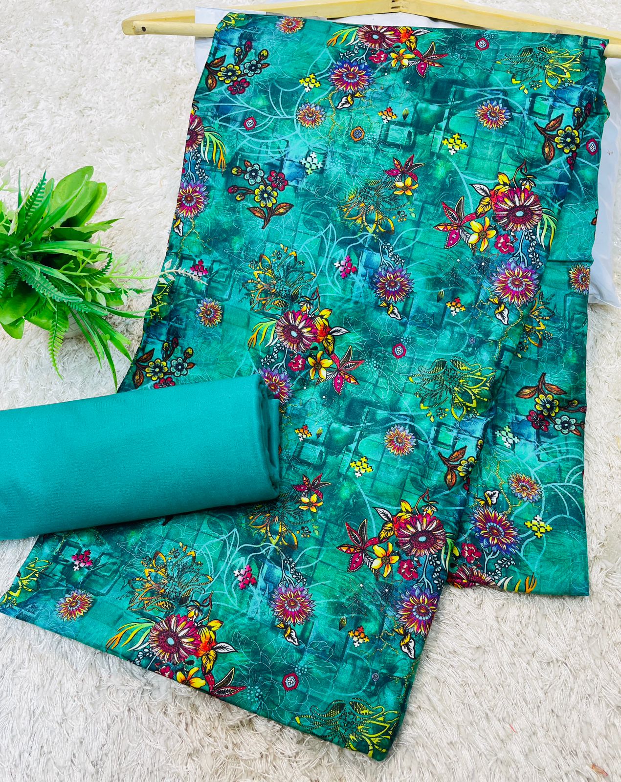 Digital Linen UnStitched 2PC Suit Plain Trouser