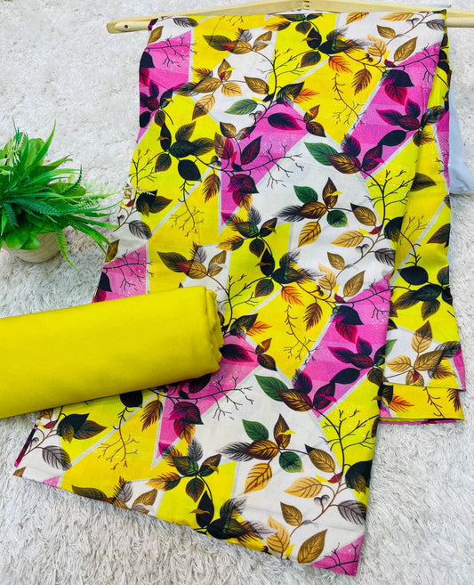 Digital Linen UnStitched 2PC Suit Plain Trouser