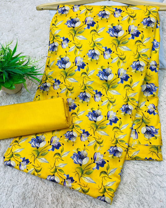 Digital Linen UnStitched 2PC Suit Plain Trouser