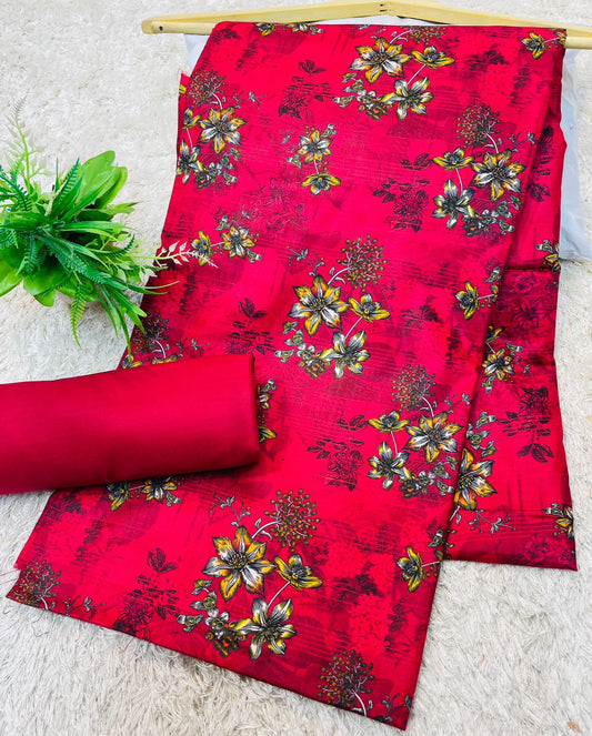 Digital Linen UnStitched 2PC Suit Plain Trouser