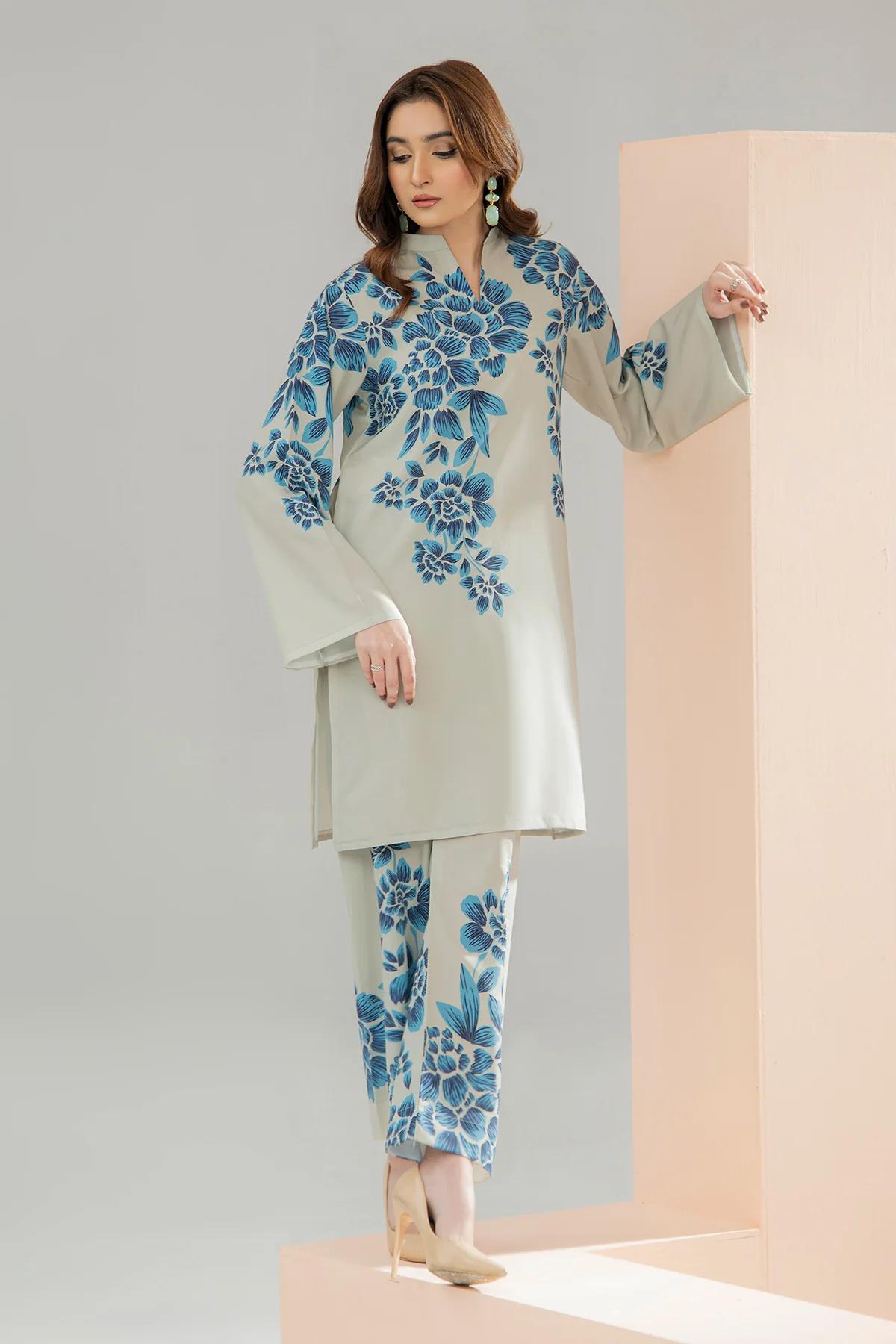 White Ocean DIGITAL PRINTED 2PC Silky Lawn Just 2599