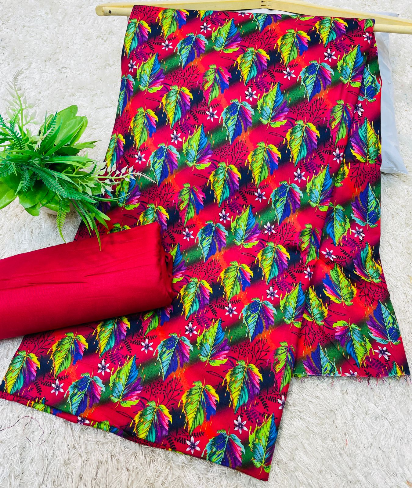 Digital Linen UnStitched 2PC Suit Plain Trouser