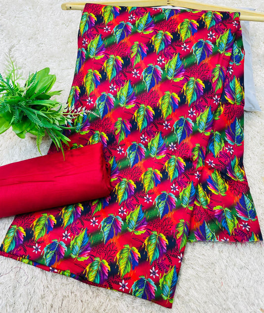 Digital Linen UnStitched 2PC Suit Plain Trouser