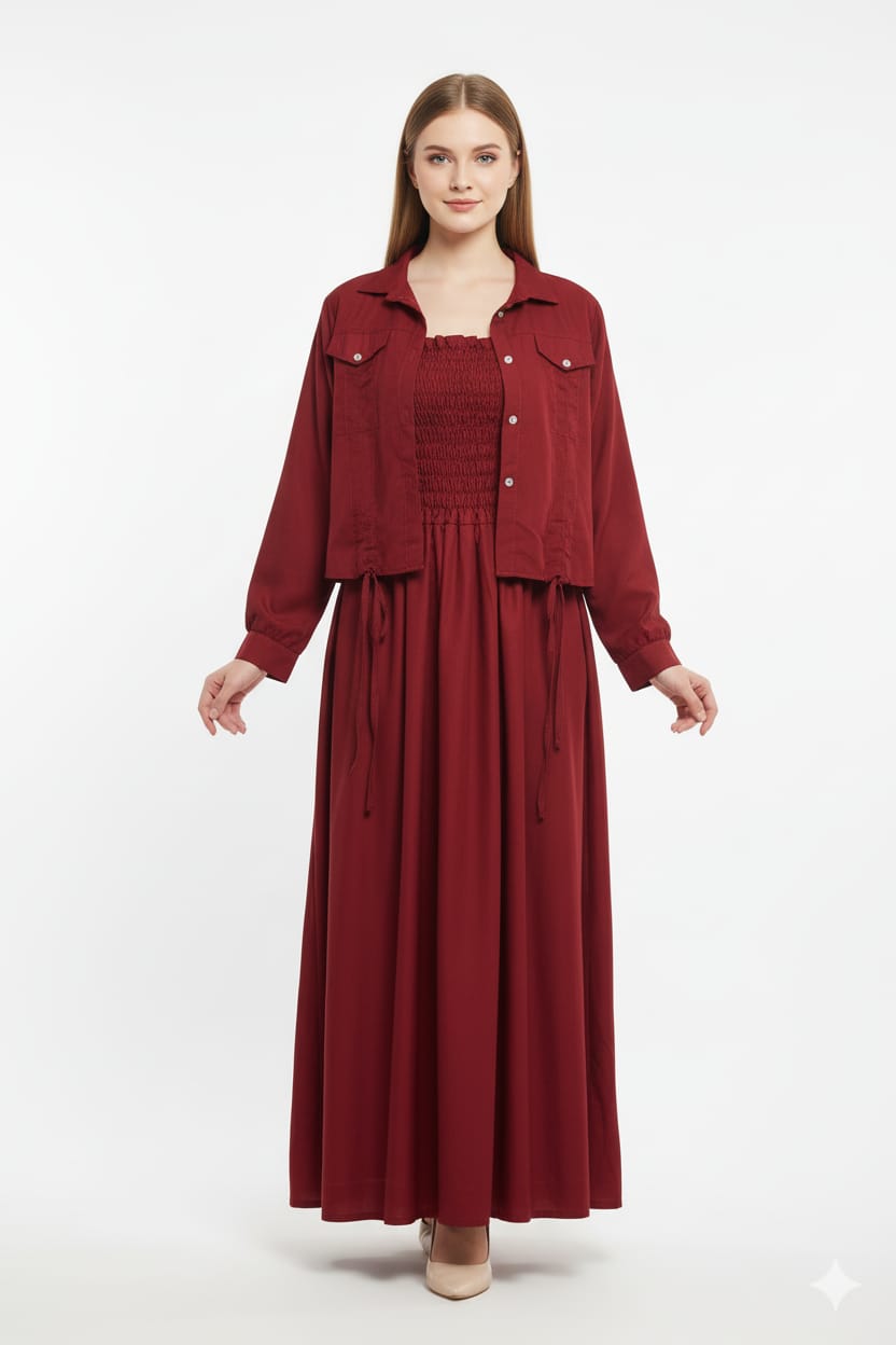 Jacket style Maxi MEHROON