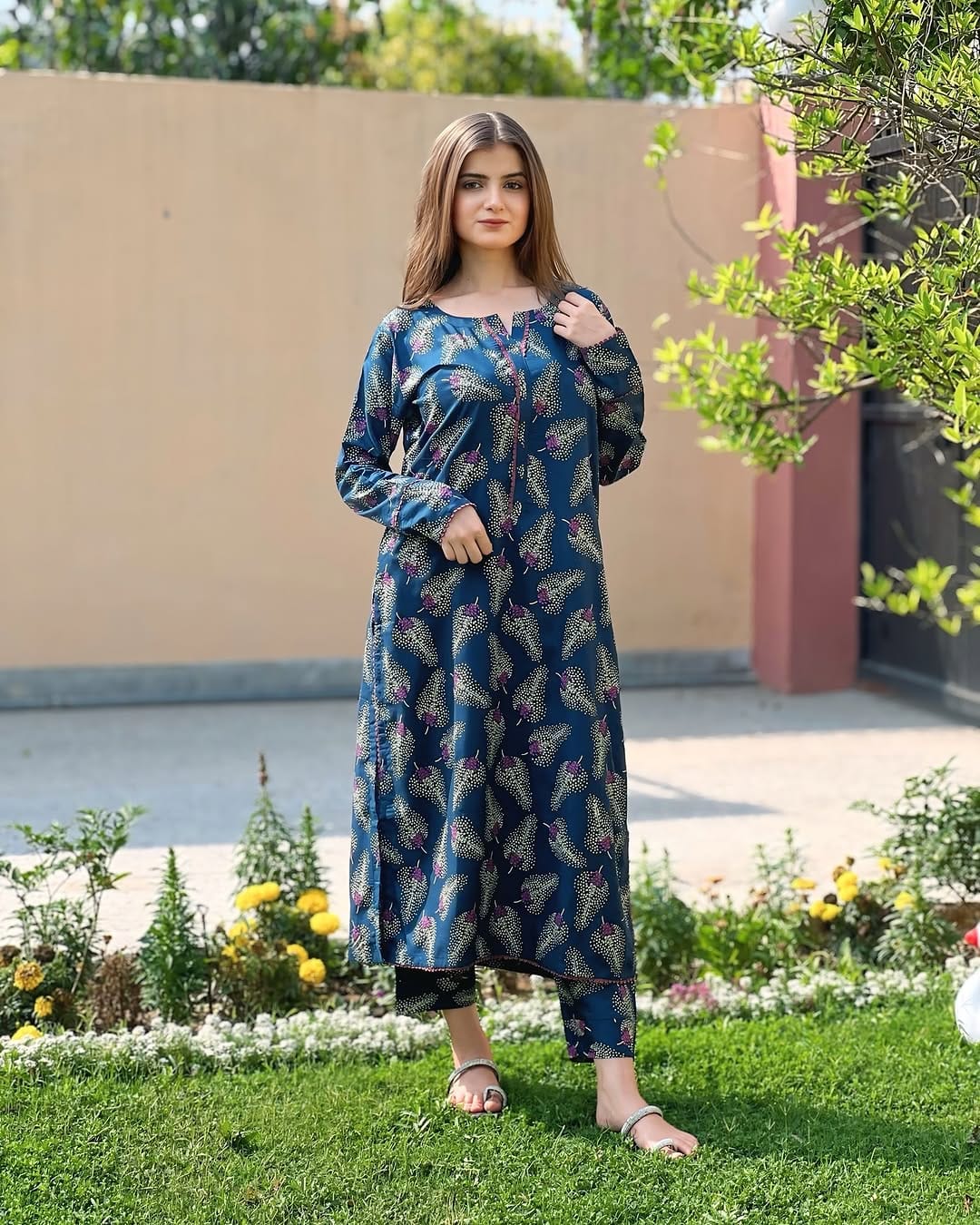 Neelofur Printed Suit – Summer Arabic Lilen 2-Piece Set | Branded Paste Printing