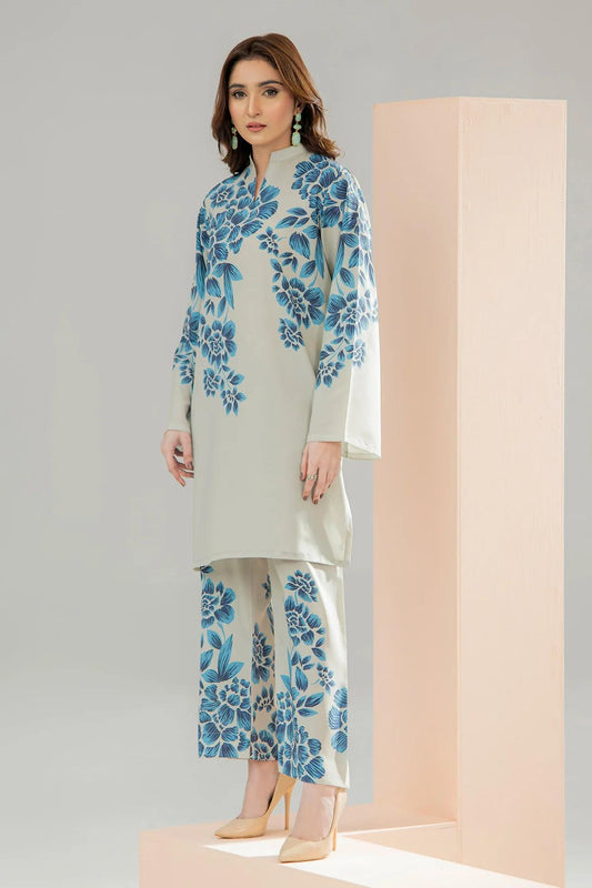 BLUE FLORAL PRINTED 2 PCS