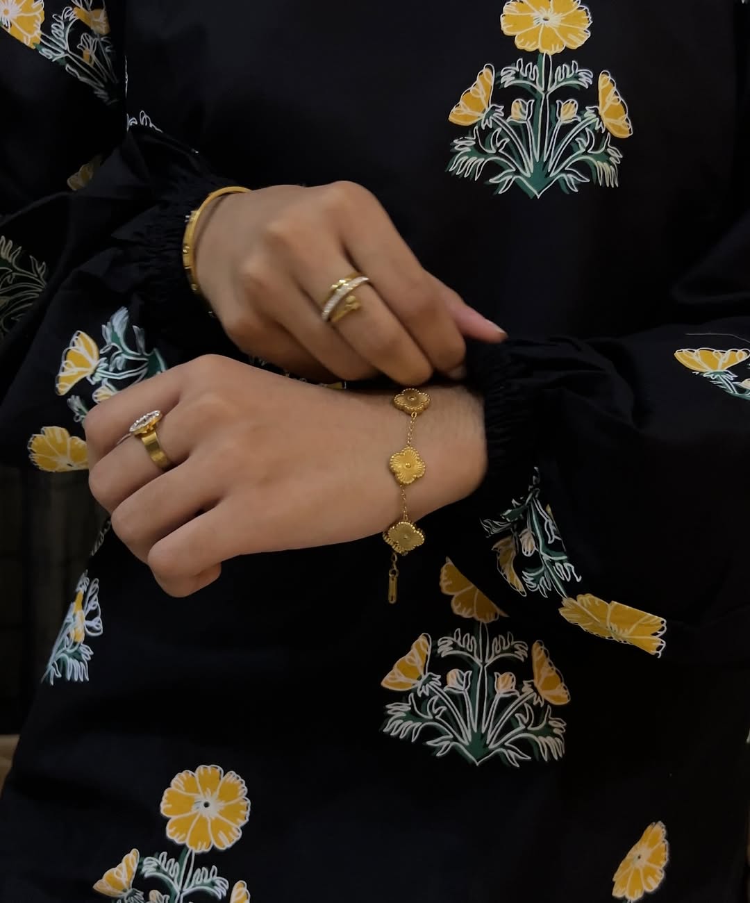 Sunlight Flower Black 2PC/3PC Suit – Premium Summer Linen