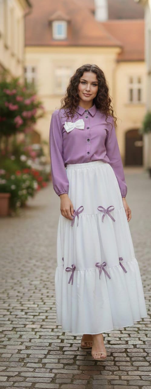 Ribbon Elegance Maxi Dress Lavender