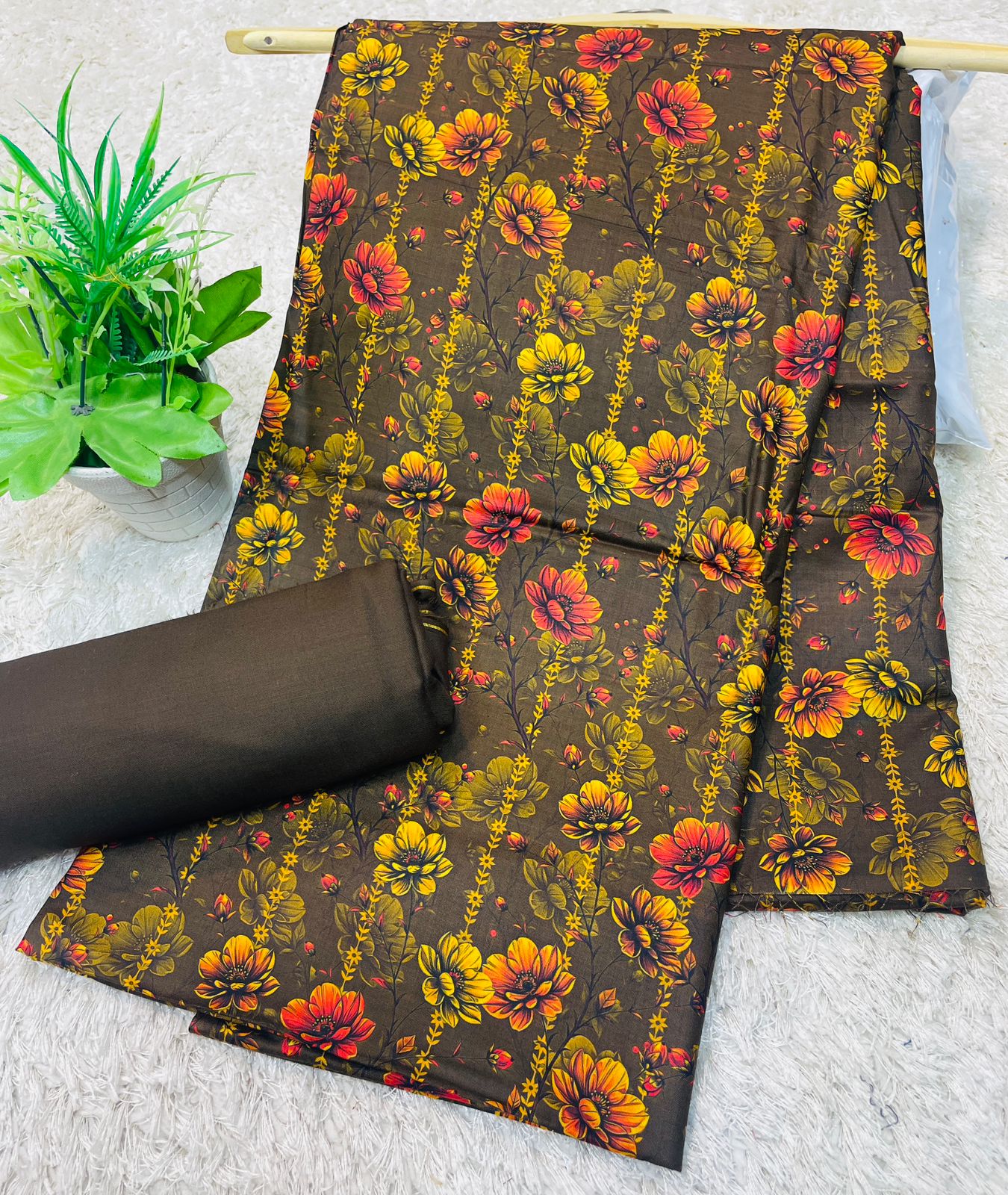 Digital Linen UnStitched 2PC Suit Plain Trouser