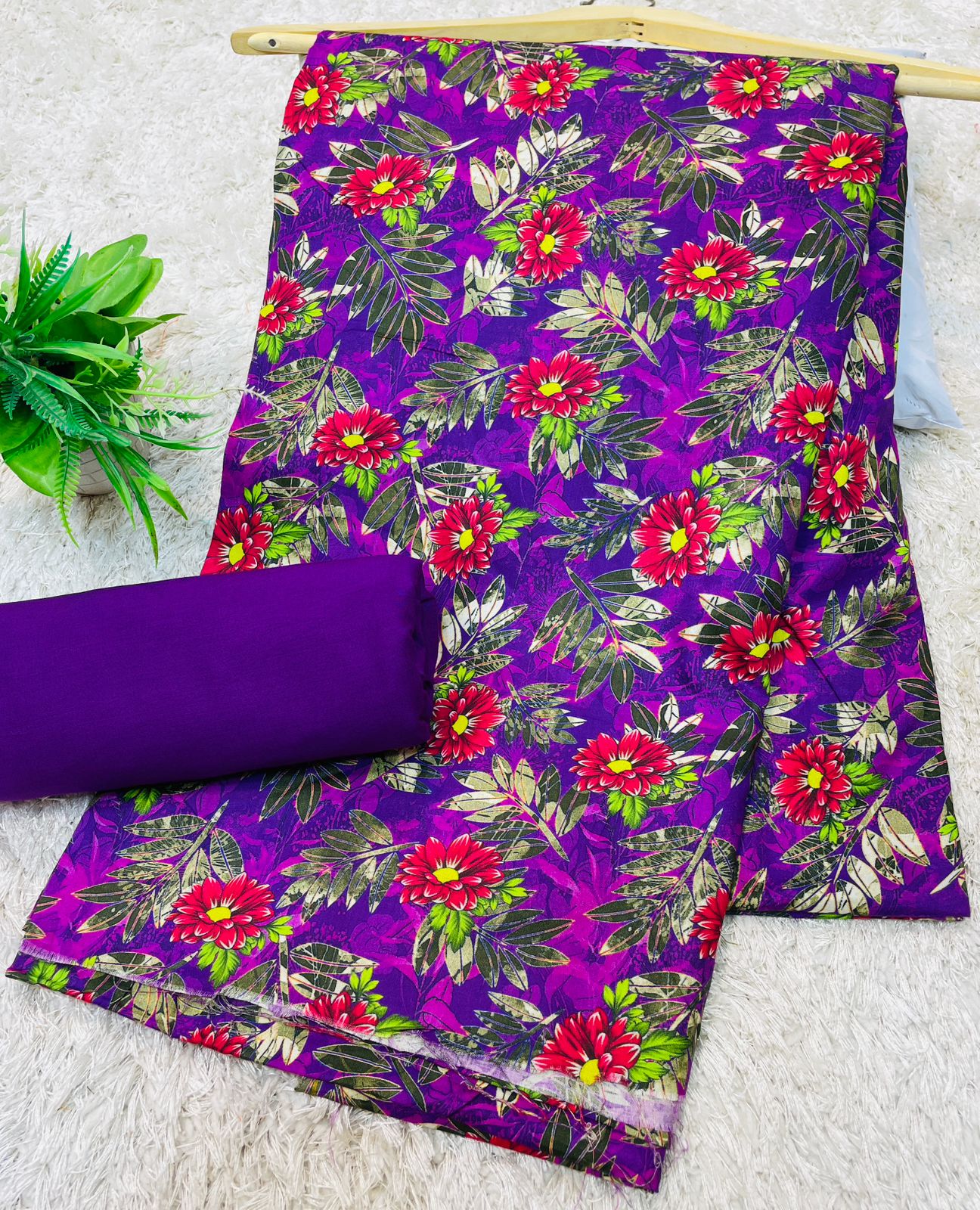 Digital Linen UnStitched 2PC Suit Plain Trouser