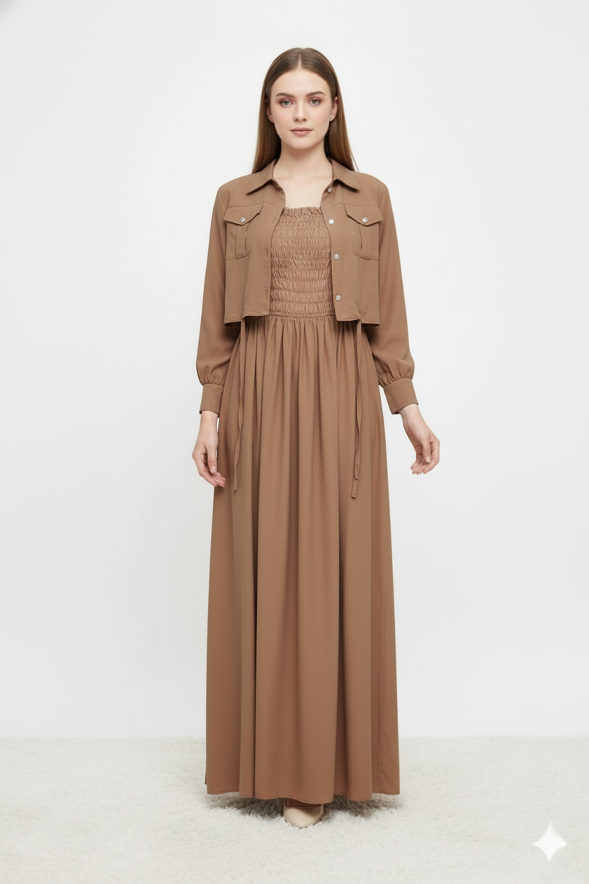 Jacket style Maxi Brown