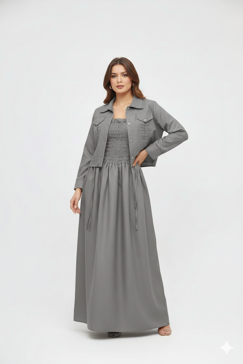 Jacket style Maxi Grey