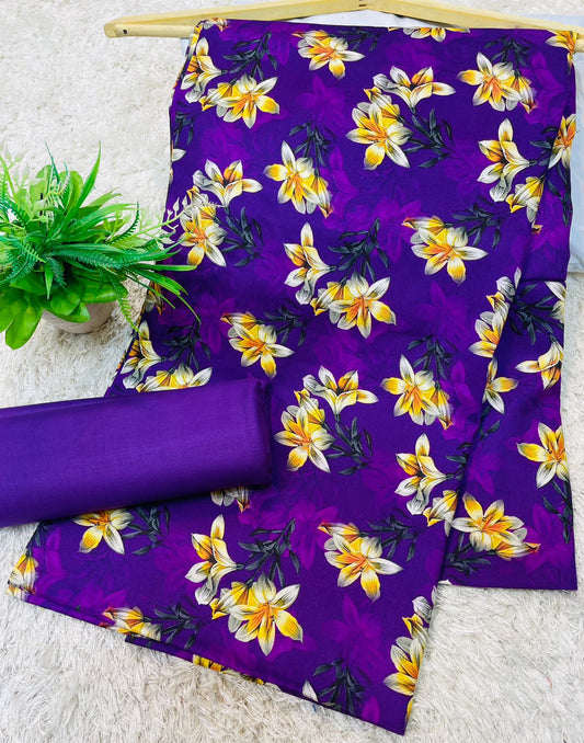 Digital Linen UnStitched 2PC Suit Plain Trouser