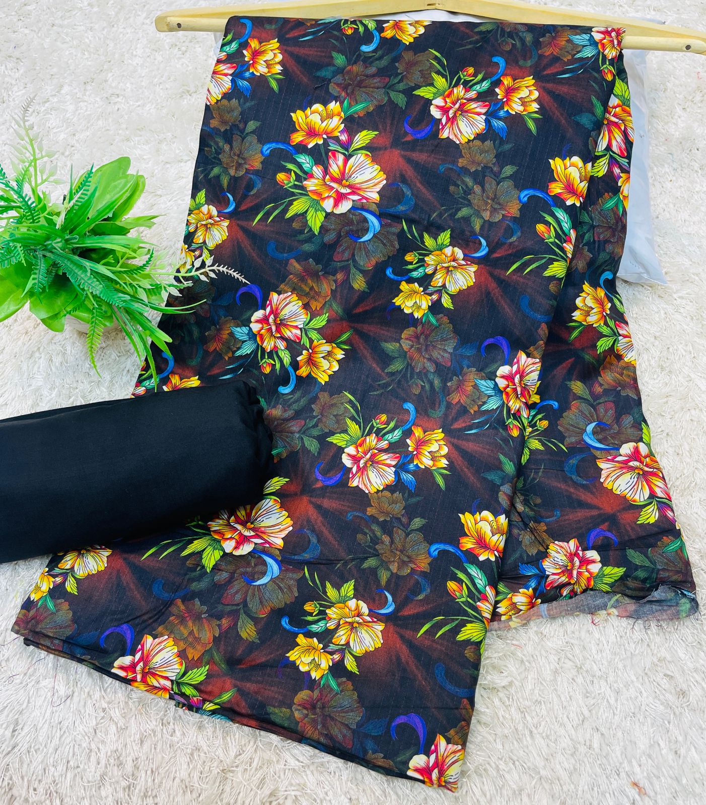 Digital Linen UnStitched 2PC Suit Plain Trouser