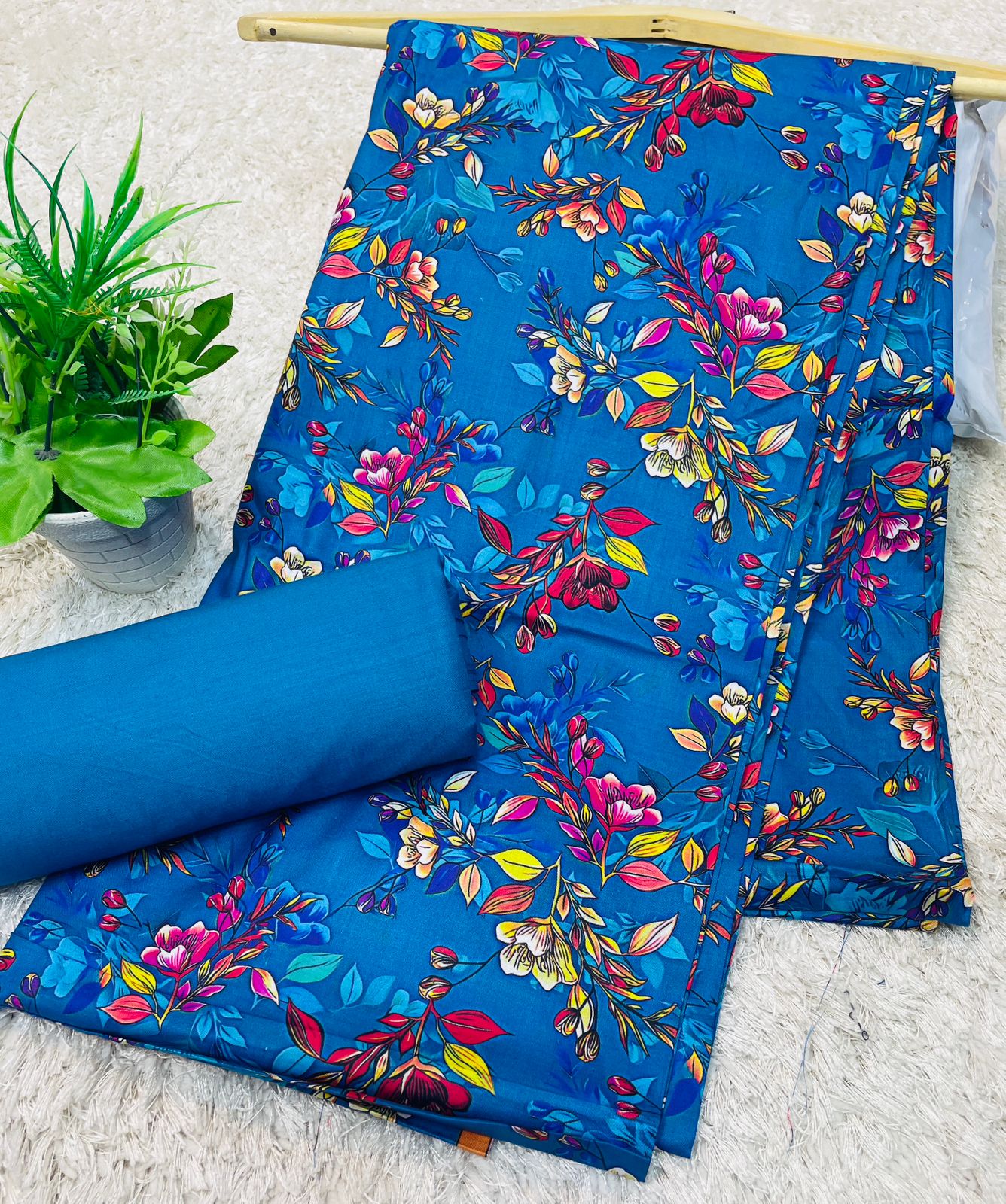 Digital Linen UnStitched 2PC Suit Plain Trouser