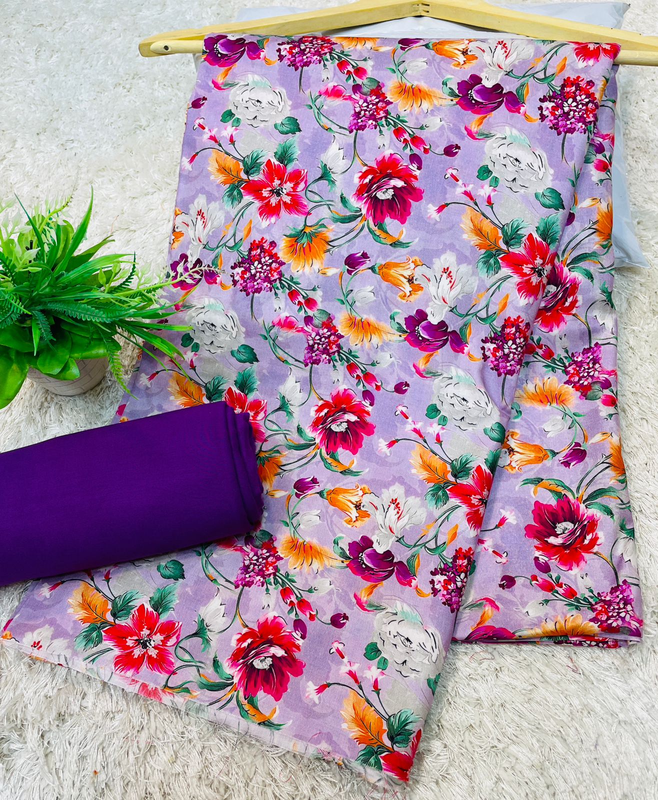 Digital Linen UnStitched 2PC Suit Plain Trouser