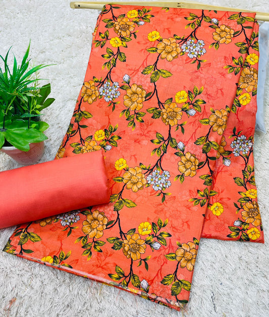 Digital Linen UnStitched 2PC Suit Plain Trouser