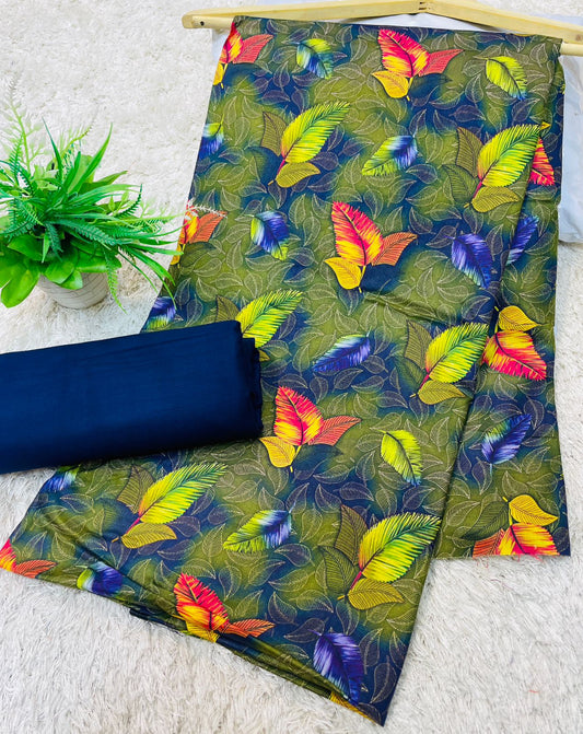 Digital Linen UnStitched 2PC Suit Plain Trouser