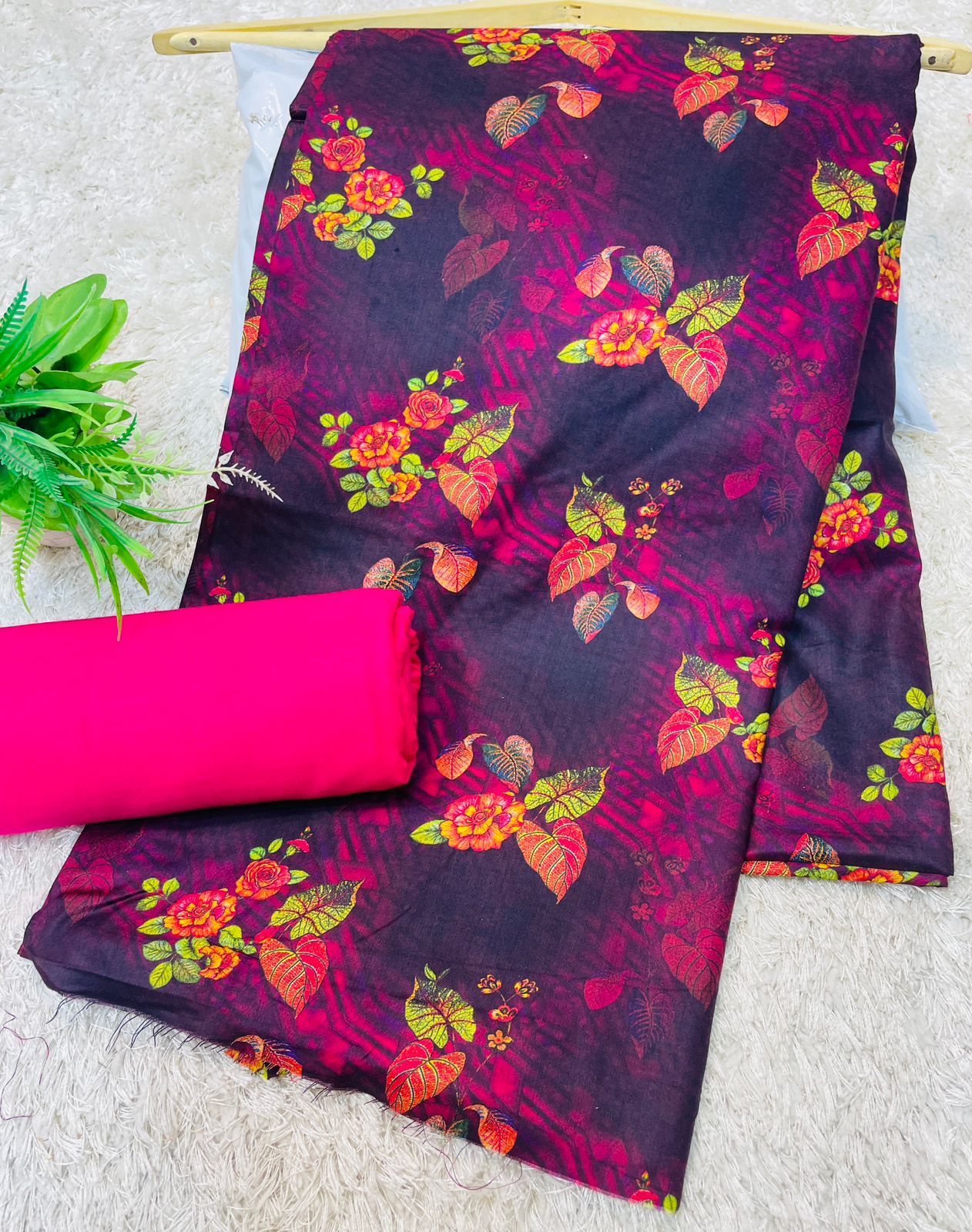 Digital Linen UnStitched 2PC Suit Plain Trouser