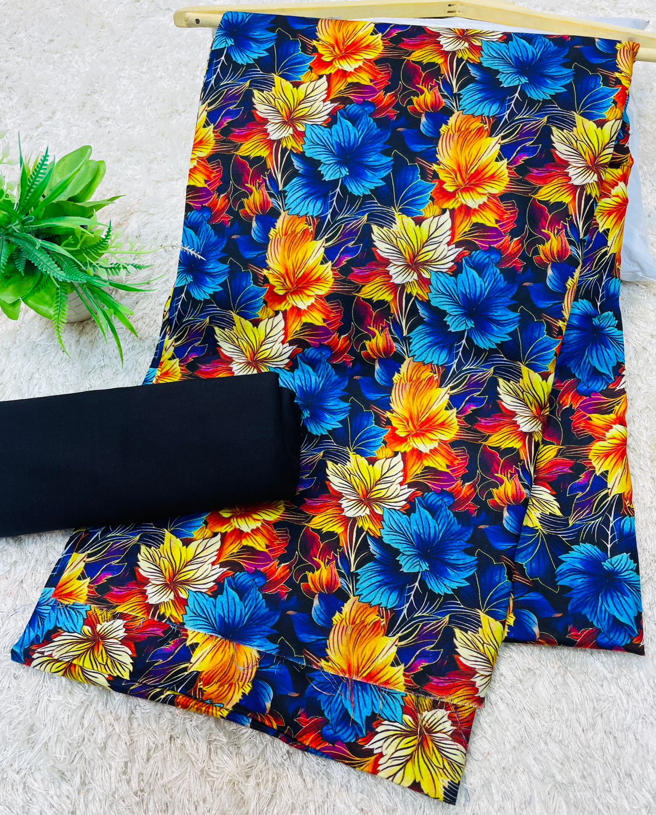 Digital Linen UnStitched 2PC Suit Plain Trouser