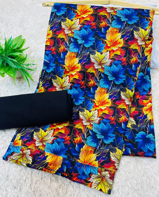 Digital Linen UnStitched 2PC Suit Plain Trouser