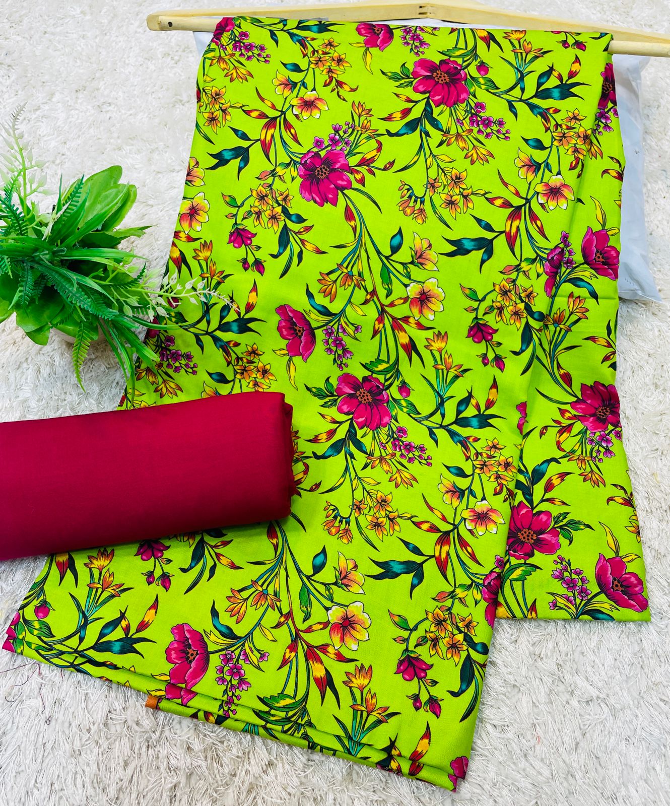 Digital Linen UnStitched 2PC Suit Plain Trouser