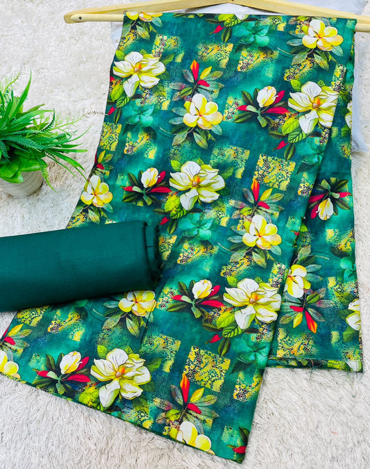 Digital Linen UnStitched 2PC Suit Plain Trouser