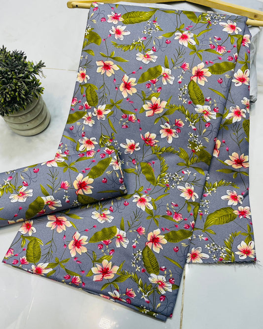 Micro Polo Cotton Digital Print UnStitched Suit