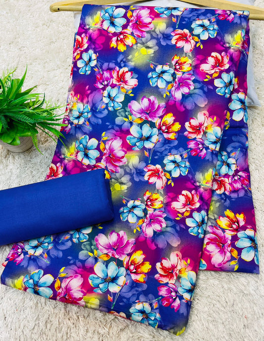 Digital Linen UnStitched 2PC Suit Plain Trouser