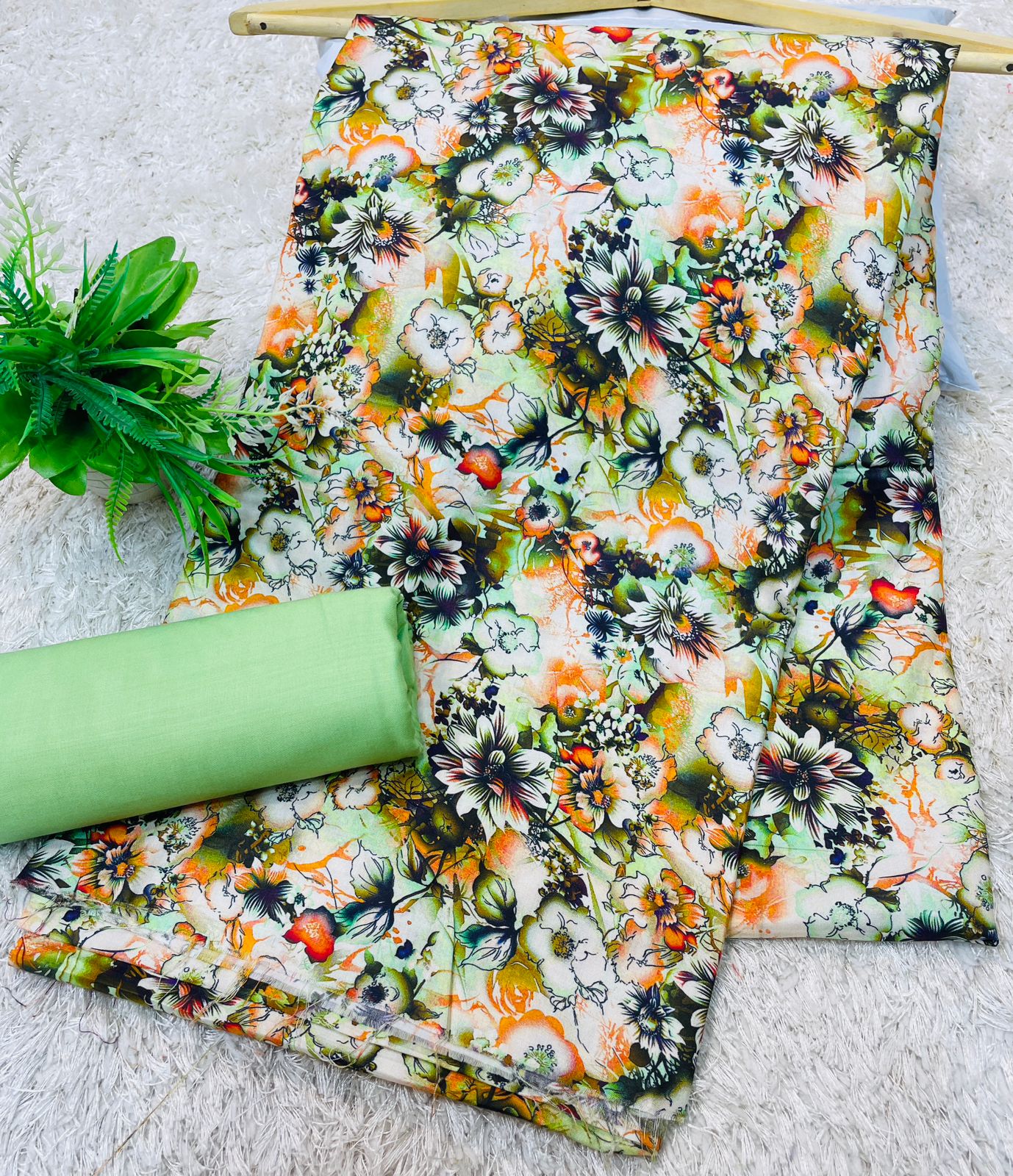 Digital Linen UnStitched 2PC Suit Plain Trouser